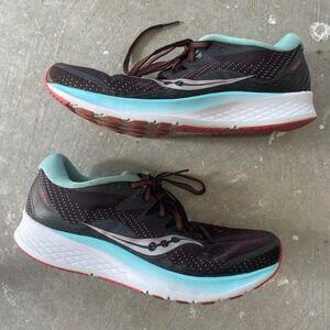 Saucony Ride ISO 2 Running Shoes Womens 10 Brown Blue‎ Coral Athletic Sneakers